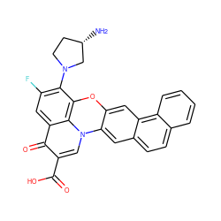 N[C@H]1CCN(c2c(F)cc3c(=O)c(C(=O)O)cn4c5cc6ccc7ccccc7c6cc5oc2c34)C1 ZINC000001658938