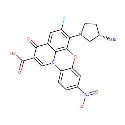 N[C@H]1CCN(c2c(F)cc3c(=O)c(C(=O)O)cn4c5ccc([N+](=O)[O-])cc5oc2c34)C1 ZINC001772570854