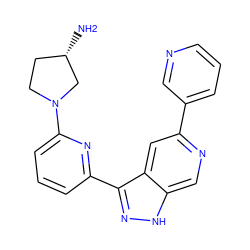 N[C@H]1CCN(c2cccc(-c3n[nH]c4cnc(-c5cccnc5)cc34)n2)C1 ZINC000205244847