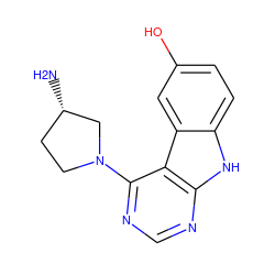 N[C@H]1CCN(c2ncnc3[nH]c4ccc(O)cc4c23)C1 ZINC000653661728