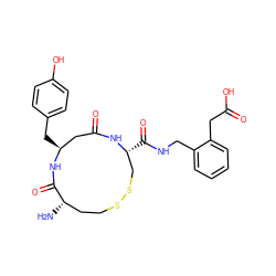 N[C@H]1CCSSC[C@@H](C(=O)NCc2ccccc2CC(=O)O)NC(=O)C[C@H](Cc2ccc(O)cc2)NC1=O ZINC000064447539