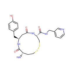 N[C@H]1CCSSC[C@@H](C(=O)NCc2cccnc2)NC(=O)C[C@H](Cc2ccc(O)cc2)NC1=O ZINC000064453569