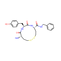 N[C@H]1CCSSCC[C@@H](C(=O)NCc2ccccc2)NC(=O)[C@H](Cc2ccc(O)cc2)NC1=O ZINC000064448188