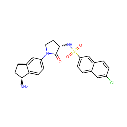 N[C@H]1CCc2cc(N3CC[C@H](NS(=O)(=O)c4ccc5cc(Cl)ccc5c4)C3=O)ccc21 ZINC000035862341