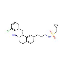 N[C@H]1CCc2ccc(CCCNS(=O)(=O)CC3CC3)cc2[C@H]1Cc1cccc(Cl)c1 ZINC000088261161