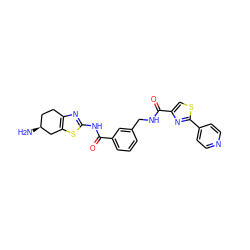 N[C@H]1CCc2nc(NC(=O)c3cccc(CNC(=O)c4csc(-c5ccncc5)n4)c3)sc2C1 ZINC000167953670
