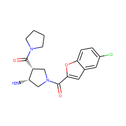 N[C@H]1CN(C(=O)c2cc3cc(Cl)ccc3o2)C[C@H]1C(=O)N1CCCC1 ZINC000028954943