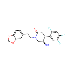 N[C@H]1CN(CCc2ccc3c(c2)OCO3)C(=O)C[C@@H]1c1cc(F)c(F)cc1F ZINC000014958799