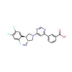 N[C@H]1CN(c2cc(-c3cccc(C(=O)O)c3)ncn2)C[C@@H]1c1cc(F)c(F)cc1F ZINC000014958736