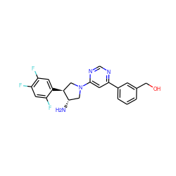 N[C@H]1CN(c2cc(-c3cccc(CO)c3)ncn2)C[C@@H]1c1cc(F)c(F)cc1F ZINC000028823844