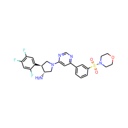 N[C@H]1CN(c2cc(-c3cccc(S(=O)(=O)N4CCOCC4)c3)ncn2)C[C@@H]1c1cc(F)c(F)cc1F ZINC000014958749