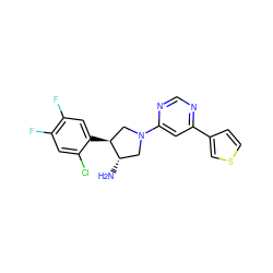 N[C@H]1CN(c2cc(-c3ccsc3)ncn2)C[C@@H]1c1cc(F)c(F)cc1Cl ZINC000014958725