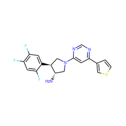 N[C@H]1CN(c2cc(-c3ccsc3)ncn2)C[C@@H]1c1cc(F)c(F)cc1F ZINC000014958728