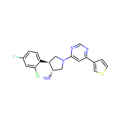 N[C@H]1CN(c2cc(-c3ccsc3)ncn2)C[C@@H]1c1ccc(F)cc1Cl ZINC000014958721