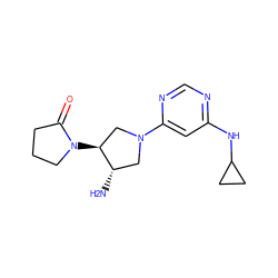 N[C@H]1CN(c2cc(NC3CC3)ncn2)C[C@@H]1N1CCCC1=O ZINC000066079303