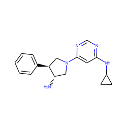 N[C@H]1CN(c2cc(NC3CC3)ncn2)C[C@@H]1c1ccccc1 ZINC000066079301