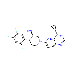 N[C@H]1CN(c2ccc3ncnc(C4CC4)c3n2)CC[C@@H]1c1cc(F)c(F)cc1F ZINC000028707357