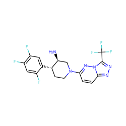 N[C@H]1CN(c2ccc3nnc(C(F)(F)F)n3n2)CC[C@@H]1c1cc(F)c(F)cc1F ZINC000028707370