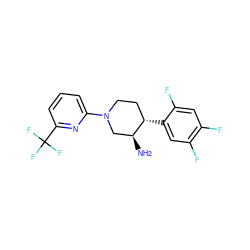 N[C@H]1CN(c2cccc(C(F)(F)F)n2)CC[C@@H]1c1cc(F)c(F)cc1F ZINC000028707307