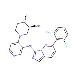 N[C@H]1CN(c2ccncc2Nc2ncc3ccc(-c4c(F)cccc4F)nn23)CC[C@@H]1F ZINC000142977475