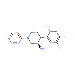 N[C@H]1CN(c2ccncn2)CC[C@@H]1c1cc(F)c(F)cc1F ZINC000028707321