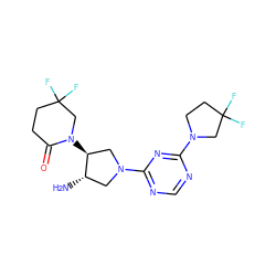 N[C@H]1CN(c2ncnc(N3CCC(F)(F)C3)n2)C[C@@H]1N1CC(F)(F)CCC1=O ZINC000059027491