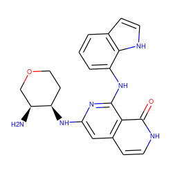 N[C@H]1COCC[C@H]1Nc1cc2cc[nH]c(=O)c2c(Nc2cccc3cc[nH]c23)n1 ZINC000169342733