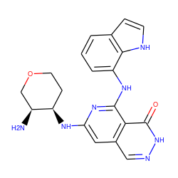 N[C@H]1COCC[C@H]1Nc1cc2cn[nH]c(=O)c2c(Nc2cccc3cc[nH]c23)n1 ZINC000147028522