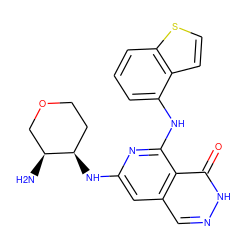 N[C@H]1COCC[C@H]1Nc1cc2cn[nH]c(=O)c2c(Nc2cccc3sccc23)n1 ZINC000147029966