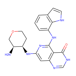 N[C@H]1COCC[C@H]1Nc1cc2nc[nH]c(=O)c2c(Nc2cccc3cc[nH]c23)n1 ZINC000169342726