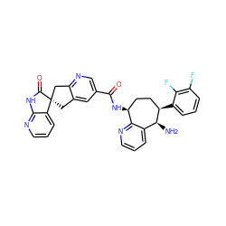 N[C@H]1c2cccnc2[C@@H](NC(=O)c2cnc3c(c2)C[C@@]2(C3)C(=O)Nc3ncccc32)CC[C@H]1c1cccc(F)c1F ZINC001772653077