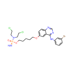 N[P@](=O)(OCCCCCOc1ccc2ncnc(Nc3cccc(Br)c3)c2c1)N(CCCl)CCCl ZINC001772646696