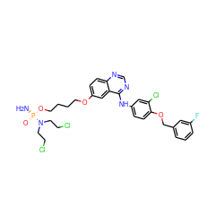 N[P@](=O)(OCCCCOc1ccc2ncnc(Nc3ccc(OCc4cccc(F)c4)c(Cl)c3)c2c1)N(CCCl)CCCl ZINC001772633264