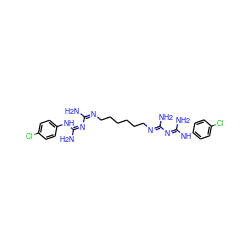 NC(=N/CCCCCC/N=C(N)/N=C(\N)Nc1ccc(Cl)cc1)/N=C(/N)Nc1ccc(Cl)cc1 ZINC000014768621