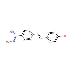 NC(=NO)c1ccc(/C=C/c2ccc(O)cc2)cc1 ZINC001772646888