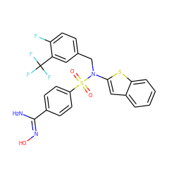 NC(=NO)c1ccc(S(=O)(=O)N(Cc2ccc(F)c(C(F)(F)F)c2)c2cc3ccccc3s2)cc1 ZINC001772646783