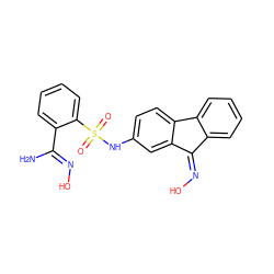 NC(=NO)c1ccccc1S(=O)(=O)Nc1ccc2c(c1)C(=NO)c1ccccc1-2 ZINC000254092480