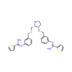 NC(=Nc1cccc(COC[C@@H]2NCC[C@@H]2OCc2cccc(N=C(N)c3cccs3)c2)c1)c1cccs1 ZINC001772585642