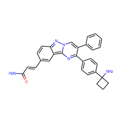 NC(=O)/C=C/c1ccc2nn3cc(-c4ccccc4)c(-c4ccc(C5(N)CCC5)cc4)nc3c2c1 ZINC000150258730