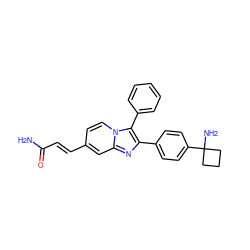 NC(=O)/C=C/c1ccn2c(-c3ccccc3)c(-c3ccc(C4(N)CCC4)cc3)nc2c1 ZINC000113656885