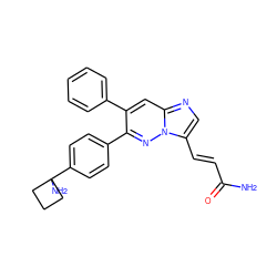 NC(=O)/C=C/c1cnc2cc(-c3ccccc3)c(-c3ccc(C4(N)CCC4)cc3)nn12 ZINC000146915633