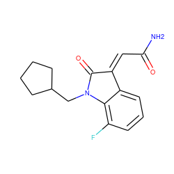 NC(=O)/C=C1/C(=O)N(CC2CCCC2)c2c(F)cccc21 ZINC000101345211