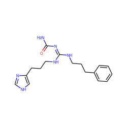 NC(=O)/N=C(/NCCCc1ccccc1)NCCCc1c[nH]cn1 ZINC000049116596