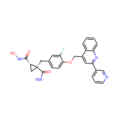 NC(=O)[C@@]1(Cc2ccc(OCc3cc(-c4cccnc4)nc4ccccc34)c(F)c2)C[C@@H]1C(=O)NO ZINC000040429807