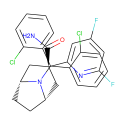 NC(=O)[C@@]1(c2cc(F)cc(F)n2)C[C@@H]2CC[C@H](C1)N2C(c1ccccc1Cl)c1ccccc1Cl ZINC000103225823