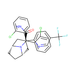 NC(=O)[C@@]1(c2ccc(C(F)(F)F)cn2)C[C@@H]2CC[C@H](C1)N2C(c1ccccc1Cl)c1ccccc1Cl ZINC000103225808