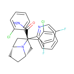 NC(=O)[C@@]1(c2ncc(F)cc2F)C[C@@H]2CC[C@H](C1)N2C(c1ccccc1Cl)c1ccccc1Cl ZINC000103227225