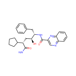 NC(=O)[C@@H](C[C@H](O)[C@H](Cc1ccccc1)NC(=O)c1cnc2ccccc2n1)C1CCCC1 ZINC000026272420