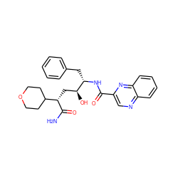 NC(=O)[C@@H](C[C@H](O)[C@H](Cc1ccccc1)NC(=O)c1cnc2ccccc2n1)C1CCOCC1 ZINC000026272228