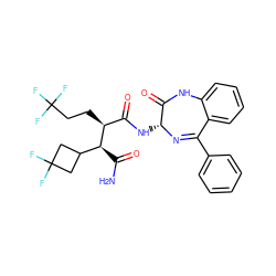 NC(=O)[C@@H](C1CC(F)(F)C1)[C@@H](CCC(F)(F)F)C(=O)N[C@H]1N=C(c2ccccc2)c2ccccc2NC1=O ZINC000205757781